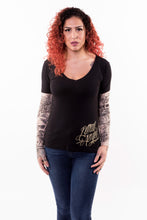 Skull Butterfly Tattoo Sleeve V Neck Shirt