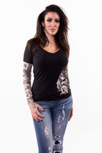 Love N Death Tattoo Sleeve V Neck Shirt