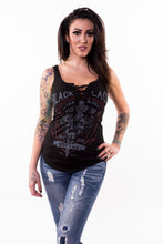 Black Lace Riders Lace Up Tank Top