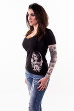 Love N Death Tattoo Sleeve V Neck Shirt