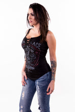 Black Lace Riders Lace Up Tank Top