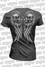 Wing Skull Burn Out Scoop Neck Tee