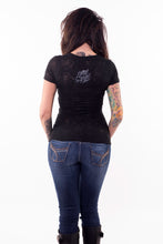 Skull Couple Burn Out Scoop Neck Tee