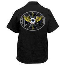 Pinstripe Eyeball Embroidered Work Shirt