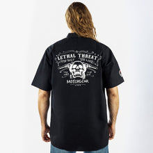 Skull Handlebar Embroidered Work Shirt