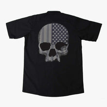 Grey USA Skull Embroidered Work Shirt