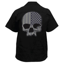 Grey USA Skull Embroidered Work Shirt
