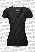 Lip Pattern Burn Out V-Neck Tee - No Printed Graphic