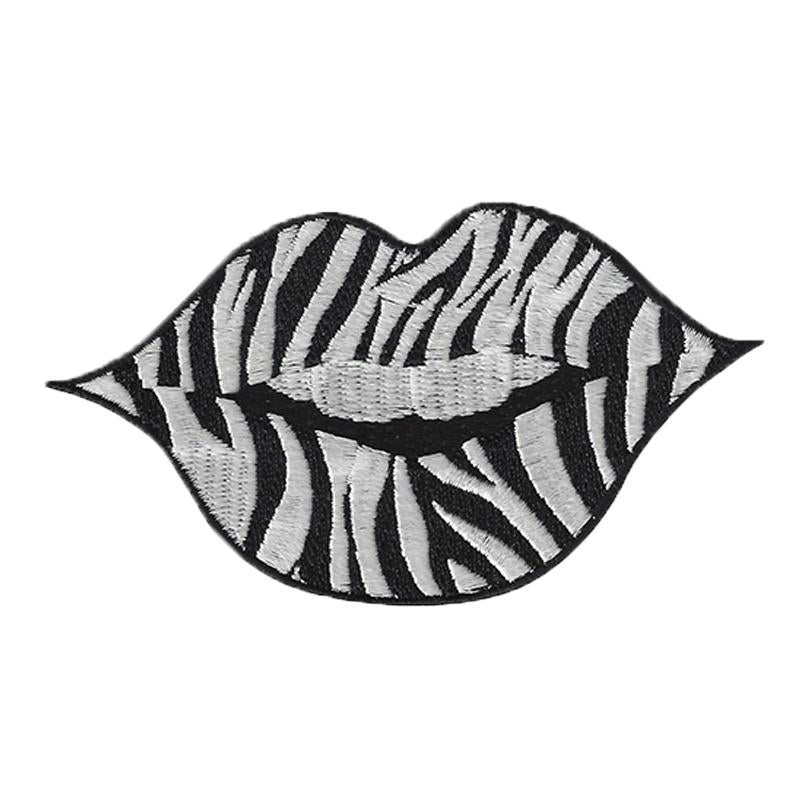 Zebra Stripe Lip Tattoo Embroidered Patch