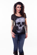 Skull Couple Burn Out Scoop Neck Tee