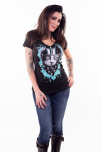 Biker Cat V Neck Tee