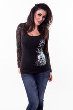 Peacock Feather Skull Long Lace Sleeve