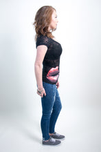 Lip Skull Burn Out Scoop Neck Tee