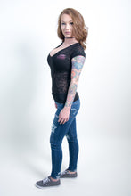 Lip Skull Burn Out Scoop Neck Tee