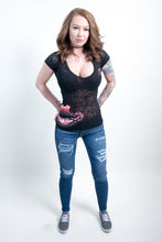 Lip Skull Burn Out Scoop Neck Tee
