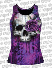 One Eye Rose Skull Razor Back Tank Top