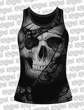 Black Lace Rip Skull Razor Back Tank Top