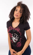 Red Catrina V Neck Tee