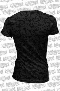 Lip Skull Burn Out Scoop Neck Tee