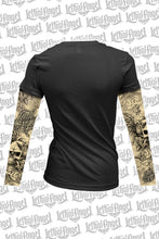 Skull Butterfly Tattoo Sleeve V Neck Shirt