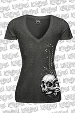 Wing Skull Burn Out Scoop Neck Tee