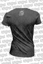 Twin Rose Skulls Burn Out V Neck Tee