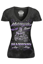 Motorcycles Over Diamonds V Neck Tee