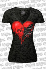 Rib Cage Skull Heart Burn Out Scoop Neck Tee