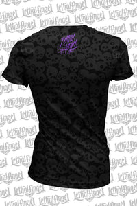 Hourglass Skull Burnout V Neck Tee