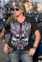 Rose Skull Lace Up Tee Shirt