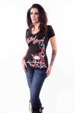 Floral Skull V-Neck Tee