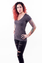 Classic Skull Burn Out V-Neck Tee - No Graphics