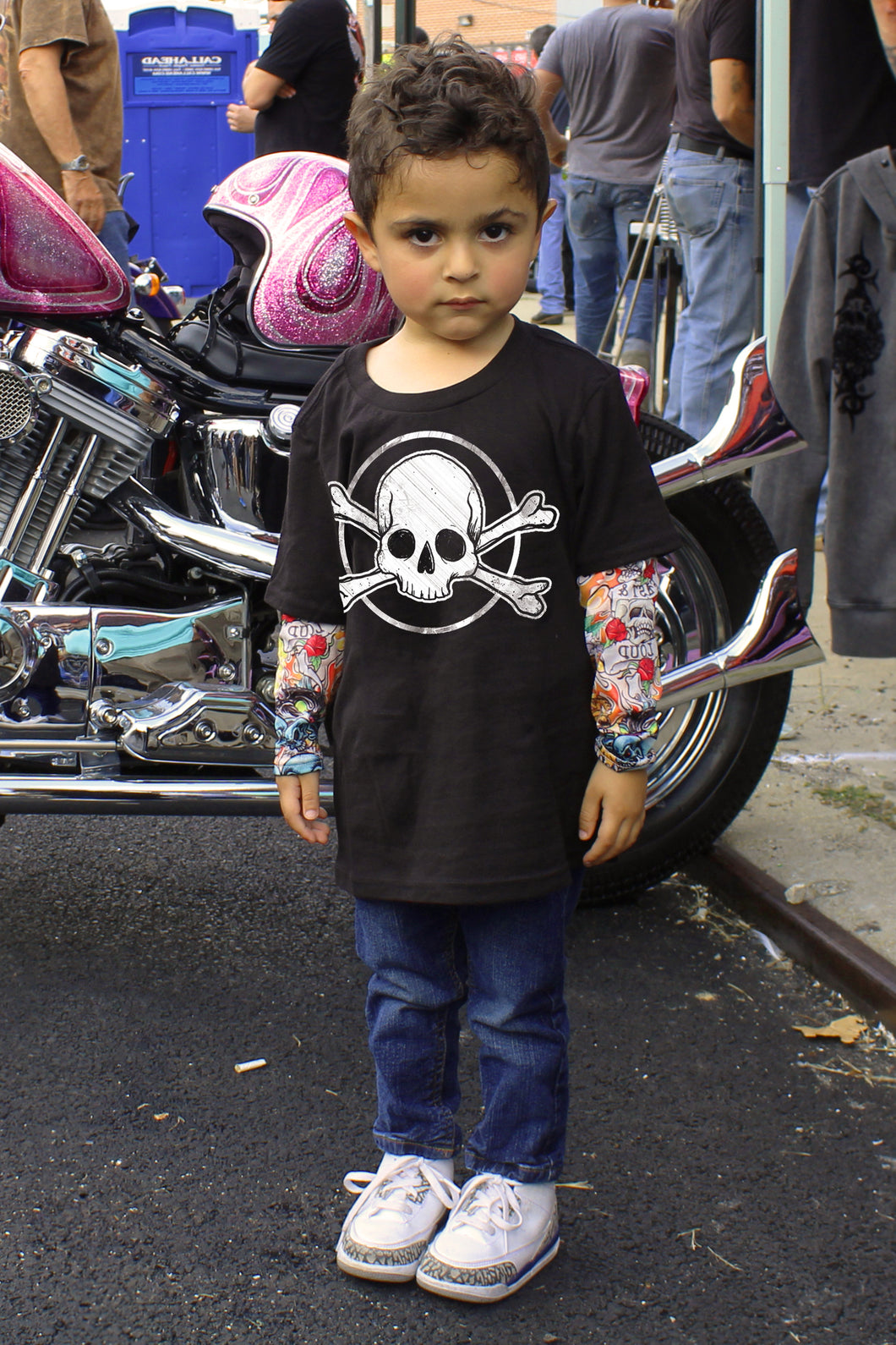 Skull & Bones Kid's Tattoo Sleeve Shirt