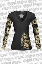 Love N Death Tattoo Sleeve V Neck Shirt