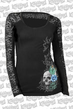 Peacock Feather Skull Long Lace Sleeve